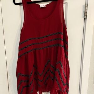 Free People L Voile and Lace Ruffle Hem Trapeze Slip Dress